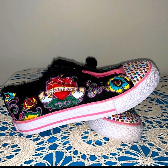 SKECHERS Girls Twinkle Toes Sneakers Pre Owned no laces US 2 - Picture 1 of 8